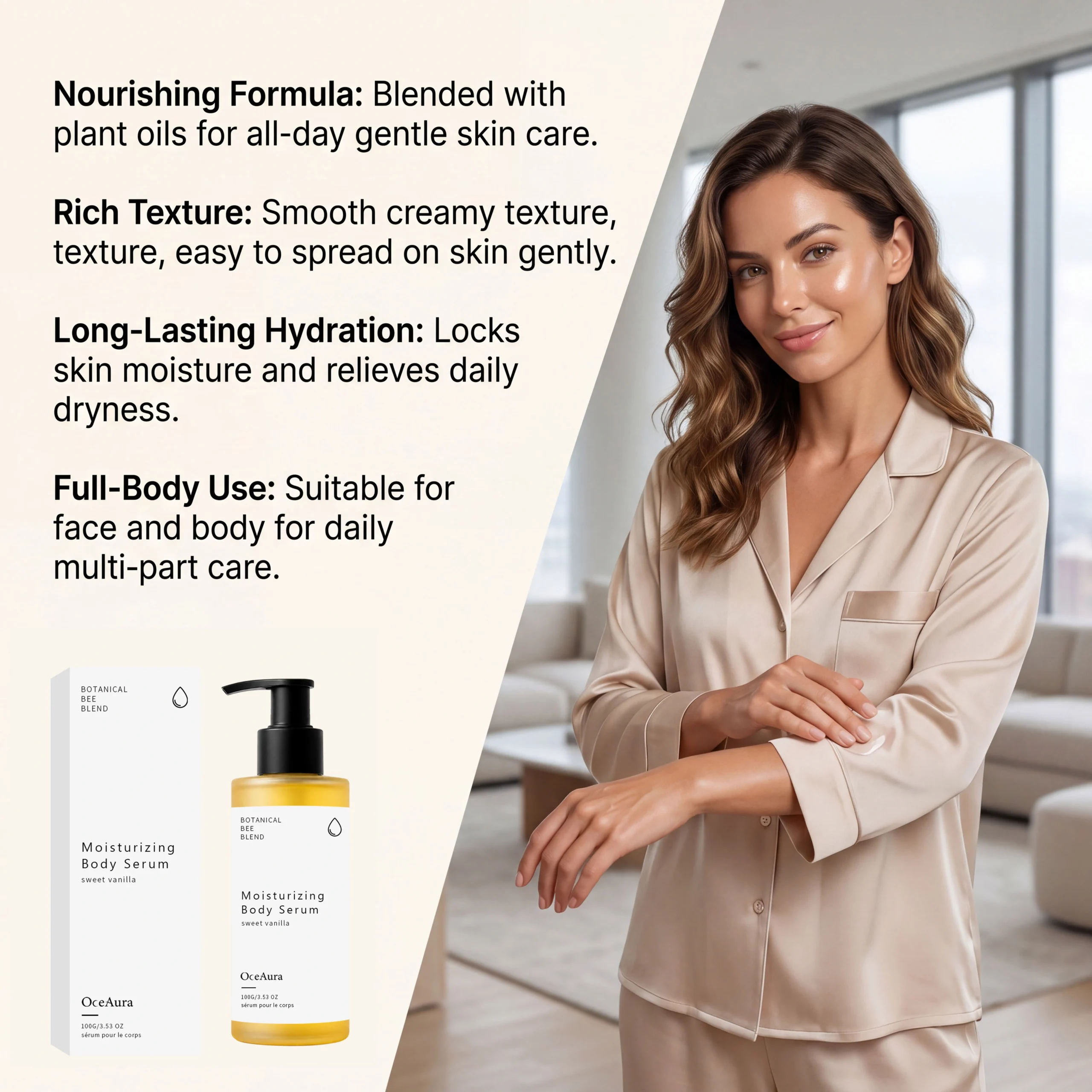 OceAura Botanical Bee Blend Moisturizing Body Serum – Sweet Vanilla - Image 3